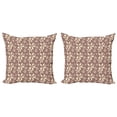 thumbnail image 1 of Ambesonne Floral Throw Pillow Cover 2 Pack, Pastel Spring Bouquet, 24", Warm Taupe Pale Pink, 1 of 2