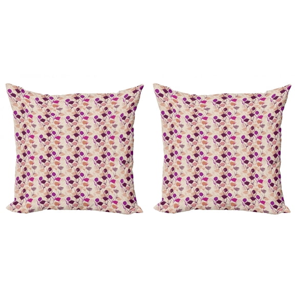 Ambesonne Floral Throw Pillow Cover 2 Pack, Carnations and Tulips, 18", Multicolor