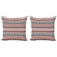 thumbnail image 1 of Ambesonne Floral Throw Pillow Cover 2 Pack, Spring Flowers Stripes, 16", Grey Pink Burgundy, 1 of 2