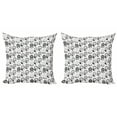thumbnail image 1 of Floral Throw Pillow Cushion Cover Pack of 2, Vertical Monochrome Borders with Abstract Blossoms Nature Inspired Art, Zippered Double-Side Digital Print, 4 Sizes, Black Pale Grey White, by Ambesonne, 1 of 2