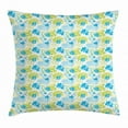thumbnail image 1 of Floral Throw Pillow Cushion Cover, Pastel Colored Cheerful Pattern Inspired by Spring Nature Whimsical Doodle, Decorative Square Accent Pillow Case, 16 X 16 Inches, Blue Green White, by Ambesonne, 1 of 2