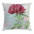 thumbnail image 1 of Floral Throw Pillow Cushion Cover, Peony Flower Murky Blossom Nature Beauty Growth Retro Picture, Decorative Square Accent Pillow Case, 20 X 20 Inches, Magenta Fern Green Light Blue, by Ambesonne, 1 of 2
