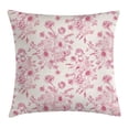 thumbnail image 1 of Floral Throw Pillow Cushion Cover, Romantic Rose Flower Bouquet Blooms in Soft Pastel Tones Botanical Rococo Design, Decorative Square Accent Pillow Case, 16 X 16 Inches, Light Pink, by Ambesonne, 1 of 2