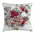 thumbnail image 1 of Floral Throw Pillow Cushion Cover, Romantic Rose Petals Bouquet Bridal Wedding Themed Nostalgic Blooms in Mixed Colors, Decorative Square Accent Pillow Case, 24 X 24 Inches, Multicolor, by Ambesonne, 1 of 2