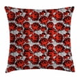 thumbnail image 1 of Floral Throw Pillow Cushion Cover, Rose Flowers Vintage Design Elements Petals Leaves Love Themed Valentines Image, Decorative Square Accent Pillow Case, 18 X 18 Inches, Red Grey Black, by Ambesonne, 1 of 2