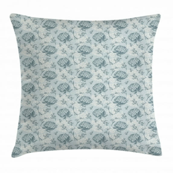 Floral Throw Pillow Cushion Cover, Shabby Chic Vintage Style Flowers Feminine Romantic Pastel Toned Artsy Pattern, Decorative Square Accent Pillow Case, 18 X 18 Inches, Baby Blue Grey, by Ambesonne