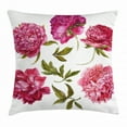 thumbnail image 1 of Floral Throw Pillow Cushion Cover, Spring Buds in Vivid Tones Watercolor Peony Bouquet Artwork, Decorative Square Accent Pillow Case, 24 X 24 Inches, Fuchsia Magenta Pink Olive Green, by Ambesonne, 1 of 2