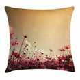 thumbnail image 1 of Floral Throw Pillow Cushion Cover, Spring Summer Season Inspired Garden Flowers Poppies Photo Image, Decorative Square Accent Pillow Case, 16 X 16 Inches, Light Pink Khaki and Pink, by Ambesonne, 1 of 2