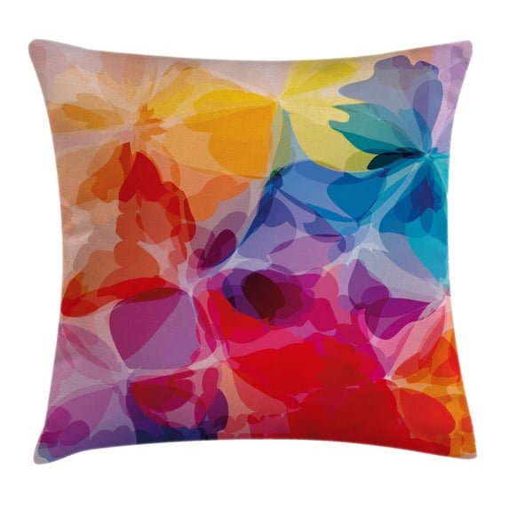 Floral Throw Pillow Cushion Cover, Vibrant Colors Abstract Creative Watercolor Style Flower Pattern Design, Decorative Square Accent Pillow Case, 20" X 20", Red Salmon, by Ambesonne