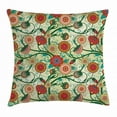 thumbnail image 1 of Floral Throw Pillow Cushion Cover, Vintage Colorful Ornamental Flowers and Leaves Fresh Spring Nature Art Illustration, Decorative Square Accent Pillow Case, 18 X 18 Inches, Multicolor, by Ambesonne, 1 of 2