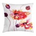 thumbnail image 1 of Floral Throw Pillow Cushion Cover, Watercolor Painting Poppy Flowers and Buds Artistic Spring Nature Design, Decorative Square Accent Pillow Case, 18 X 18 Inches, Peach Scarlet Purple, by Ambesonne, 1 of 2