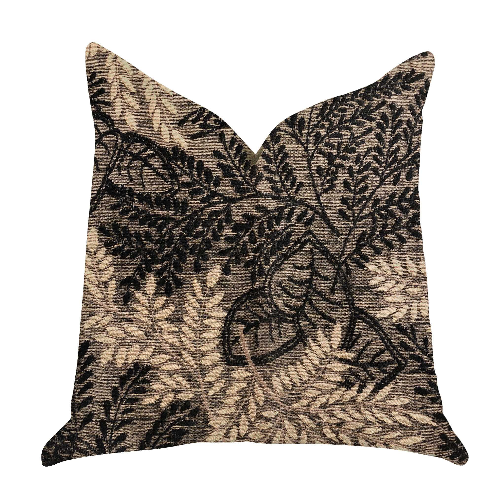 Floral Throw Pillow in Black and Brown 26in x 26in