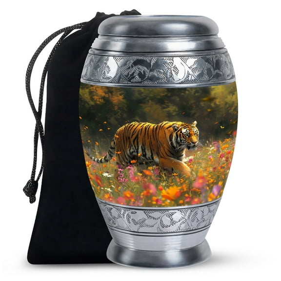 Floral Tiger Cremation Urn For Human Ashes, Large Urns For Human Ashes Adult Male, Burial Urns For Adult Human Ashes, Funeral Urn, Decorative Urn, Ash Holders For Human Ashes 10 Inch