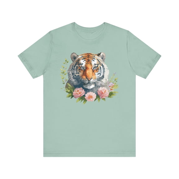 Floral Tiger Shirt, Animal Shirt, Tiger Tee, Unisex Tee, Floral T-shirt, T-Shirt with Animal