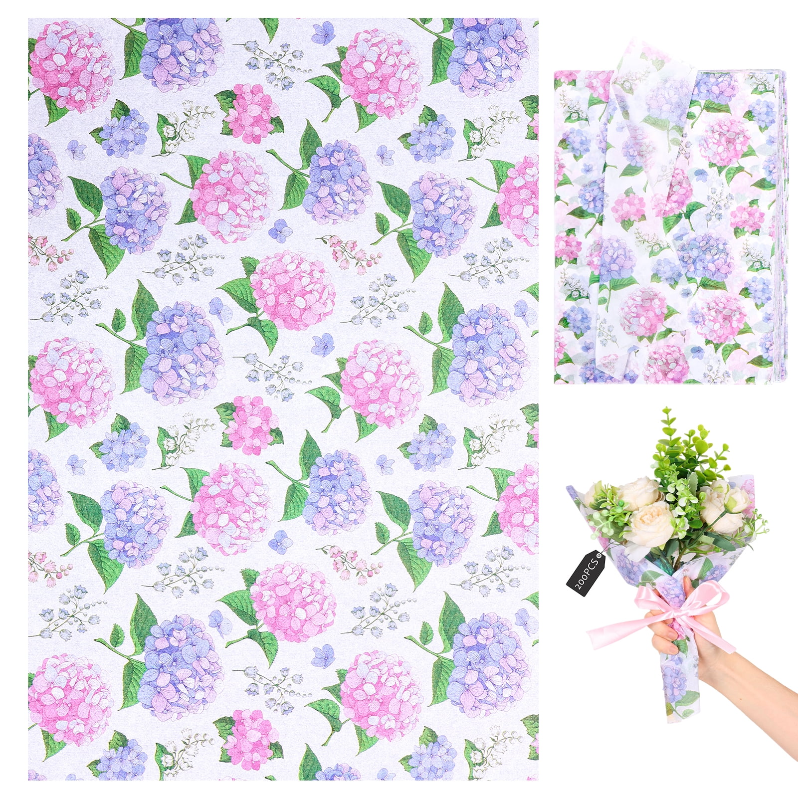 Floral Tissue Paper, 20x14"200 Sheets Vintage Wildflower Present Wrapping Tissue Paper for Wedding Birthday Party Decor Box Basket Filler