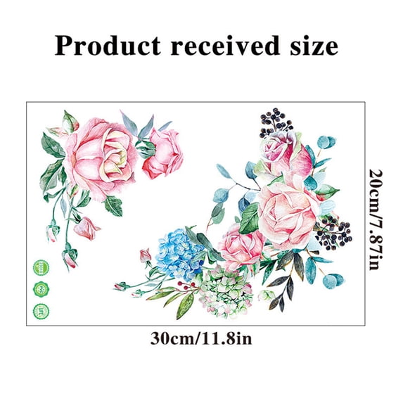 Floral Toilet Stickers PVC Flower Murals Lightweight Self-adhesive Paintings For Bathroom Decoration