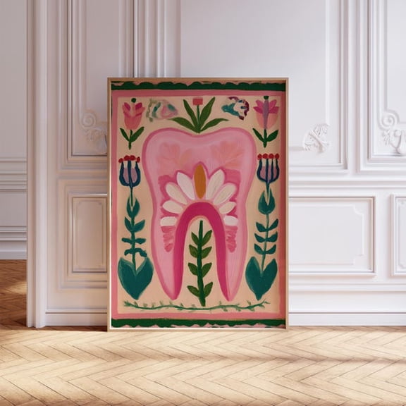 Floral Tooth Anatomy Wall Art Print