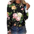 thumbnail image 1 of Floral Tops for Women Long Sleeve Crewneck Sweatshirt Comfort Fashion Autumn and Winter Jumpers Lightweight Loose Comfy Blouse Shirt Ladies Sale Clearance, 1 of 4