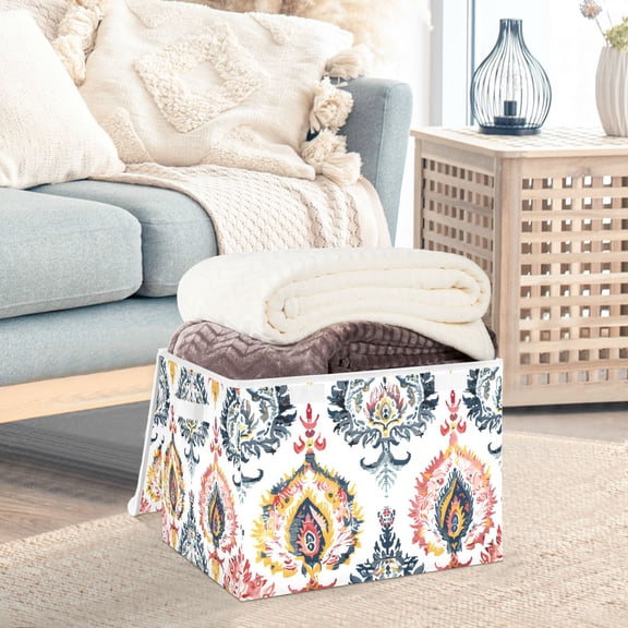 Floral Totems Storage Basket Foldable Laundry Basket Shelf Kids Toy Storage Container Organizer with Handles