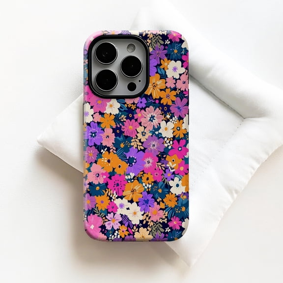 Floral Tough Case for Apple iPhone, Dual-Layer Polycarbonate TPU Protective Phone Cover
