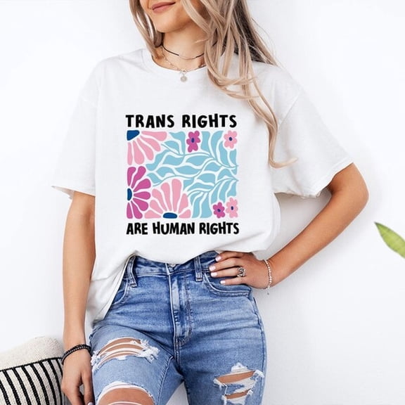 Floral Trans Righ S1Hirt - Artistic B1Oho Transgender Pride