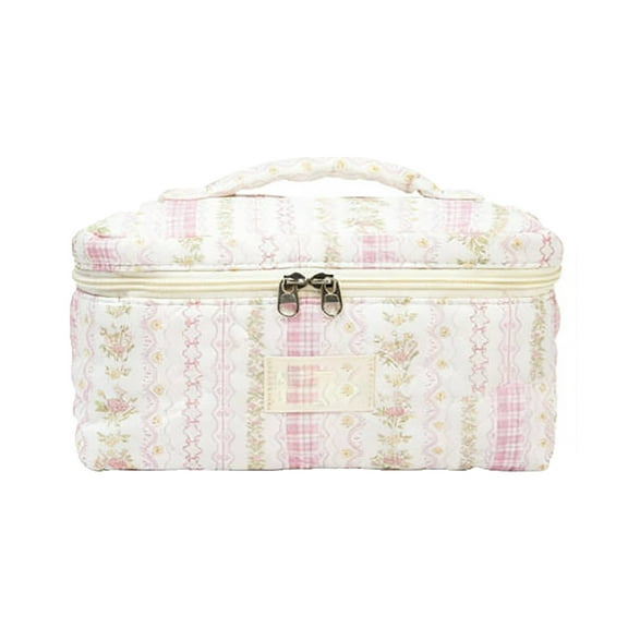 Floral Travel Organizer Vertical Pouch Set for Girls Toiletry Storage - Three Piece Cosmetic Bag for Organizing