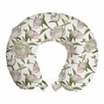 thumbnail image 1 of Floral Travel Pillow Neck Rest, Blossoming Peony Flowers Pattern on a Plain Background, Memory Foam Traveling Accessory Airplane and Car, 12", Rose Khaki, by Ambesonne, 1 of 2