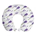 thumbnail image 1 of Floral Travel Pillow Neck Rest, Image of Repeated Lavender Bouquets from Summer on Plain Backdrop, Memory Foam Traveling Accessory Airplane and Car, 12", Violet Fern Green, by Ambesonne, 1 of 2