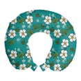 thumbnail image 1 of Floral Travel Pillow Neck Rest, Layout of Spring Time Flowers and Leaves, Memory Foam Traveling Accessory Airplane and Car, 12", Dark Seafoam Multicolor, by Ambesonne, 1 of 2