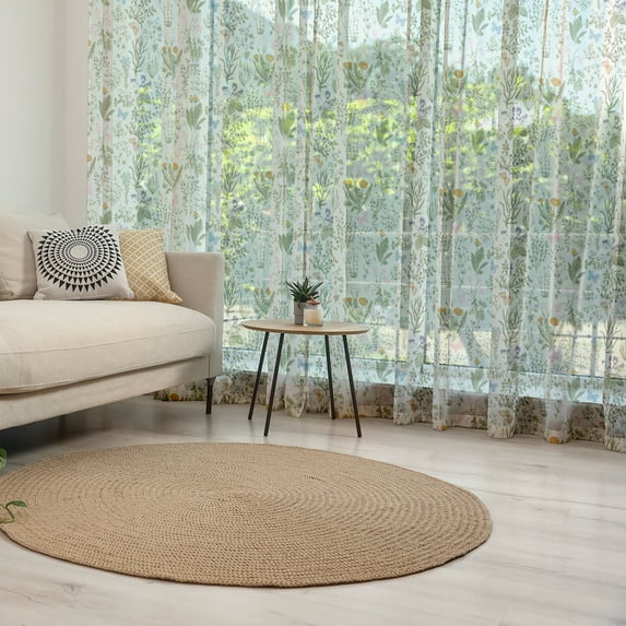 Floral Tulle Curtains with Rod Pocket, Vintage Garden Plants Herbs Flowers Botanical Classic Design Art, Sheer Drape for Wedding Party 2 Panels, 7 Sizes, Reseda Green Beige, by Ambesonne