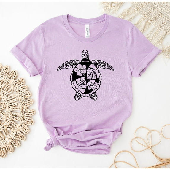 Floral Turtle T-shirt Sea Top Mandala Shirt Pretty Gift Save The Turtles Shirts Vacation Tee Camping T-shirts T Beach Lover