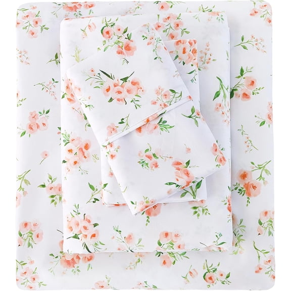 Floral Twin Sheet Set - 3 Piece Boho Blue Turkish Cucumber Paisley Flower Patterned Bed Sheets - Soft, Breathable Microfiber Sheets with Deep Pocket, Non-Slip Fitted Sheets & Pillowcases