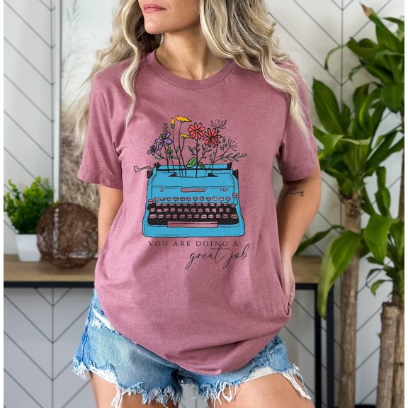 Floral Typewriter T-shirt: Vintage Writer All Size S-5Xl
