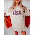 thumbnail image 1 of Floral USA Flag Independence Day America Graphic Design T-Shirt, 1 of 4