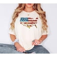 thumbnail image 1 of Floral USA Map Fourth July Flag Graphic Design T-Shirt, 1 of 4