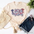 thumbnail image 1 of Floral USA Patriotic T-Shirt, 4th of July White, Natural and Black Tee for Stylish Women, 1 of 11