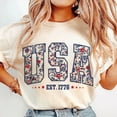 thumbnail image 1 of Floral USA Tee Shirt, Retro America 4th Of July TShirt, 4th Of July Sublimation Shirts, America Coquette Tees, Patriotic Girly, 1 of 2