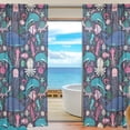 thumbnail image 1 of Floral Underwater Animals Semi Sheer Curtains Window Voile Drapes Panels Treatment-55x84in for Living Room Bedroom Kids Room, 2 Pieces, 1 of 4