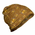 thumbnail image 1 of Floral Unisex Beanie, Bellflower and Swirls, Hiking Outdoors, Ginger Orange, by Ambesonne, 1 of 1