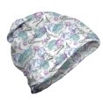 thumbnail image 1 of Floral Unisex Beanie, Flower Leaves Sketch Buds, Hiking Outdoors, White Lilac Azure Blue, by Ambesonne, 1 of 1