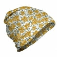 thumbnail image 1 of Floral Unisex Beanie, Graphics of Flowers Pattern, Hiking Outdoors, Pale Orange and White, by Ambesonne, 1 of 1