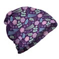 thumbnail image 1 of Floral Unisex Beanie, Leaves and Flowers Pattern, Hiking Outdoors, Quartz Multicolor, by Ambesonne, 1 of 1