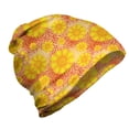 thumbnail image 1 of Floral Unisex Beanie, Retro Style Flowers Top View, Hiking Outdoors, Yellow Pale Peach, by Ambesonne, 1 of 1