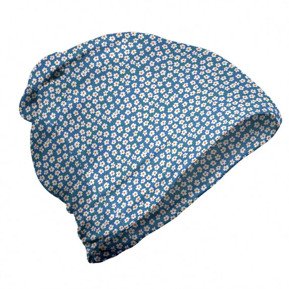 Floral Unisex Beanie, Spring Forget-Me-Not Blooms, Hiking Outdoors, Blue Multicolor, by Ambesonne