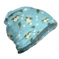 thumbnail image 1 of Floral Unisex Beanie, Vintage Daisies Dragonflies, Hiking Outdoors, White Green and Blue, by Ambesonne, 1 of 1