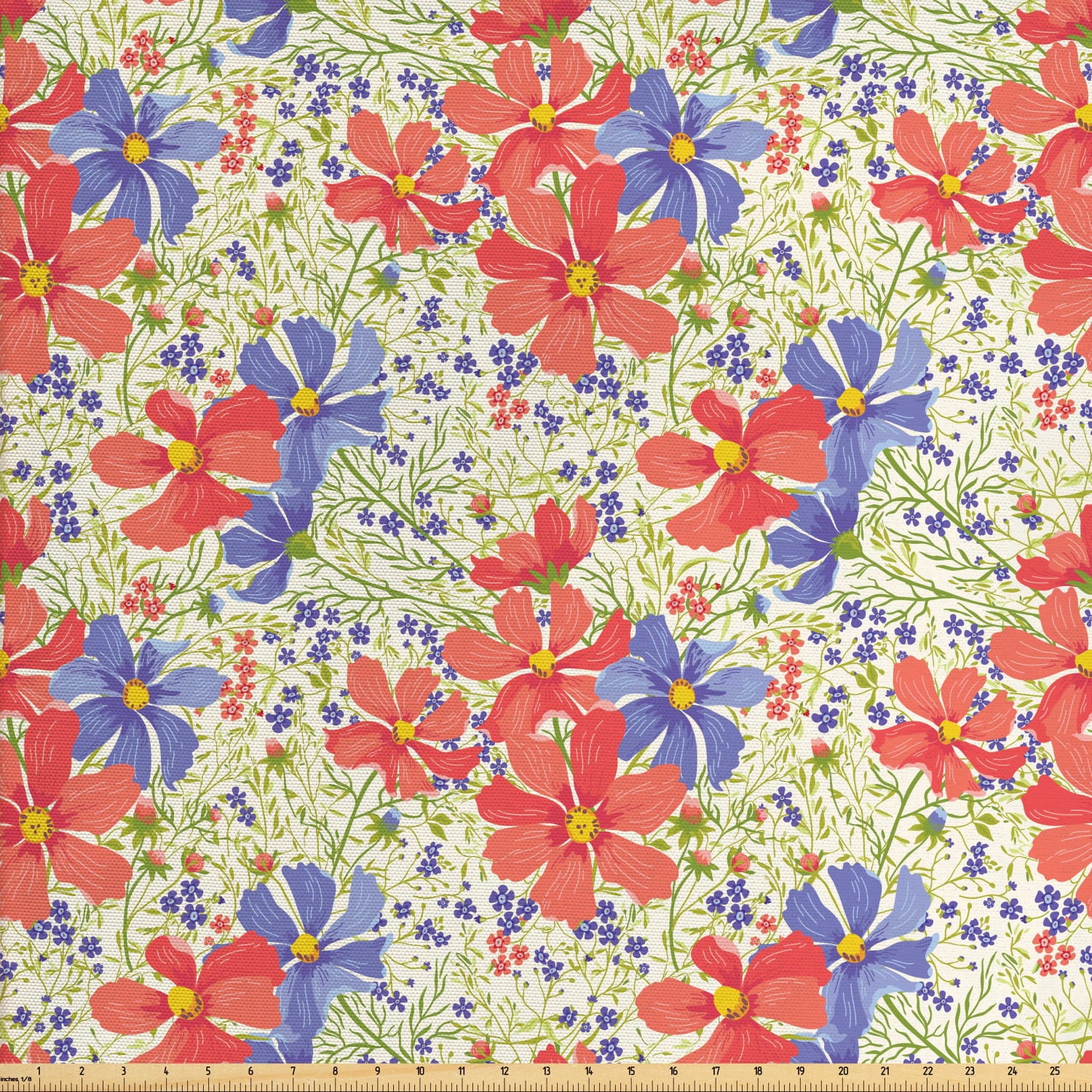 Floral Upholstery Fabric by the Yard, Blooming Spring Flowers Colorful ...