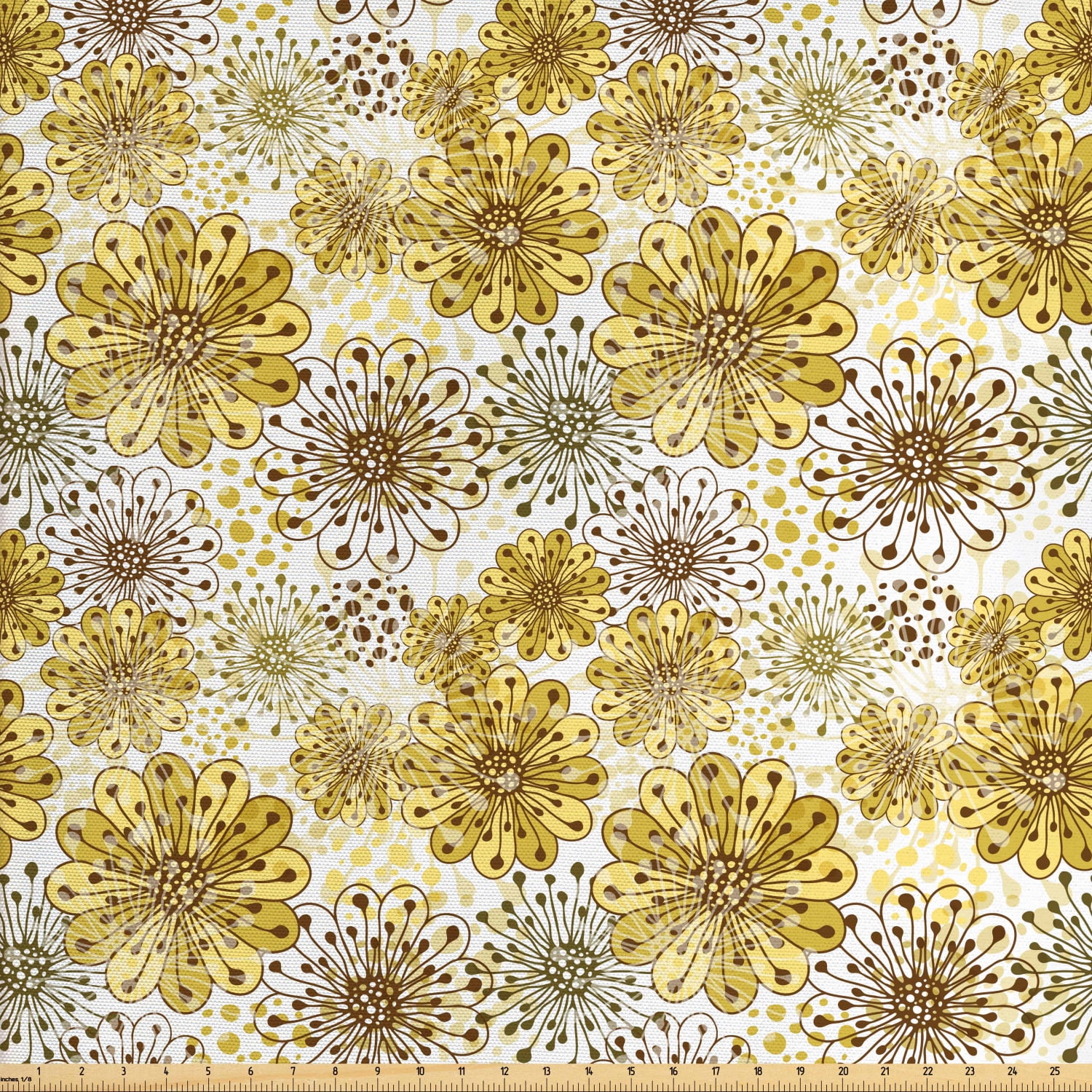 Ambesonne Floral Fabric by the Yard Upholstery, Blossoms Petals and