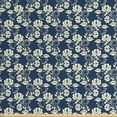 thumbnail image 1 of Ambesonne Floral Fabric by the Yard Upholstery, Vintage Leaves and Blooms, 2 Yards, Eggshell and Night Blue, 1 of 4