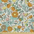 thumbnail image 1 of Ambesonne Floral Fabric by the Yard Upholstery, Summer Flowers Birds Humming, 10 Yards, Seafoam Marigold, 1 of 5