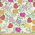 thumbnail image 1 of Floral Upholstery Fabric by the Yard, Colorful Graphic Art of Heart Shaped Rose Petals in Garden with Green Foliage Leaves, Decorative Fabric for DIY and Home Accents, Multicolor by Ambesonne, 1 of 5